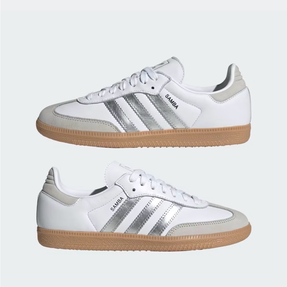 Adidas Samba OG Shoes White & Silver - Size M 6.5 / W 7.5